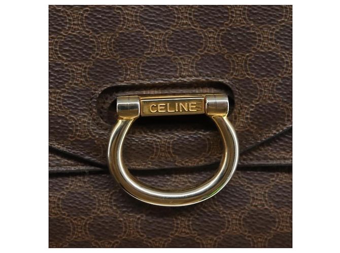 Céline Borsa a mano in tela Macadam CELINE in pelle PVC marrone Auth bs21604 - vista 17