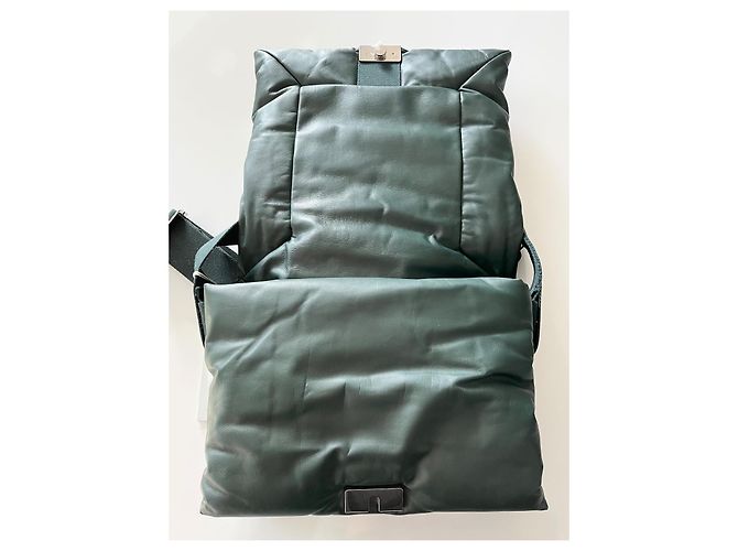 Borsa Burberry Pillow Messenger Verde Scuro Pelle - vista 9