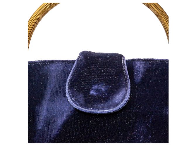 Autre Marque Vintage Samt-Handtasche Blau - Ansicht 7