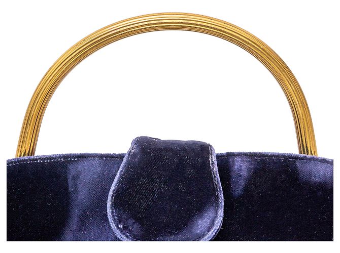 Autre Marque Vintage Samt-Handtasche Blau - Ansicht 8