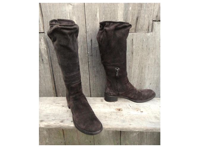 Botas Prada de ante marrón oscuro - vista 3