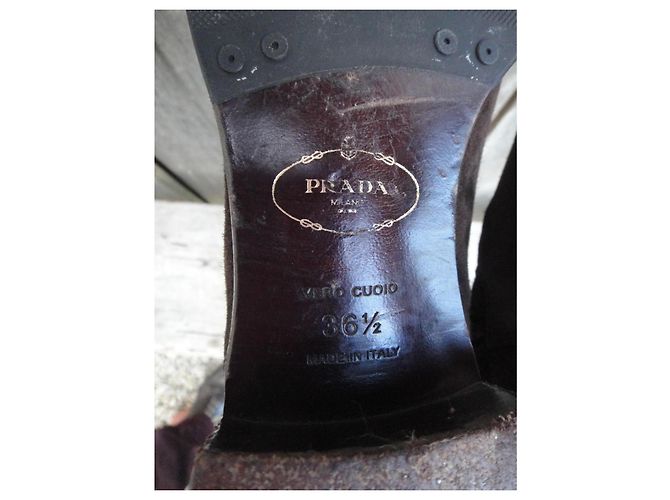 Botas Prada de ante marrón oscuro - vista 8