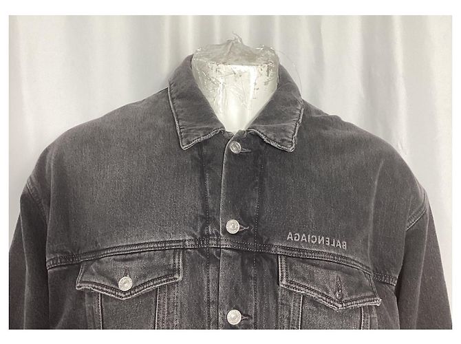 Balenciaga Spiegel-Denim-Jacke aus dunkelgrauer Baumwolle - Ansicht 10