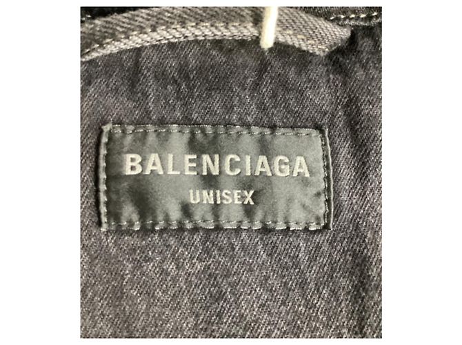 Balenciaga Spiegel-Denim-Jacke aus dunkelgrauer Baumwolle - Ansicht 11