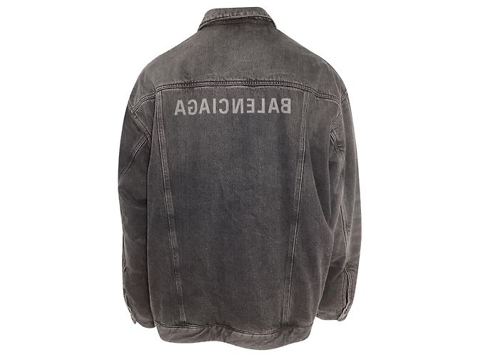 Balenciaga Spiegel-Denim-Jacke aus dunkelgrauer Baumwolle - Ansicht 3