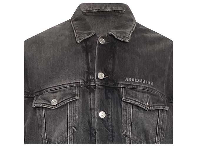 Balenciaga Spiegel-Denim-Jacke aus dunkelgrauer Baumwolle - Ansicht 4