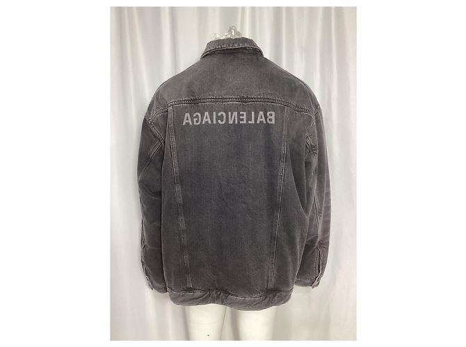 Balenciaga Spiegel-Denim-Jacke aus dunkelgrauer Baumwolle - Ansicht 9