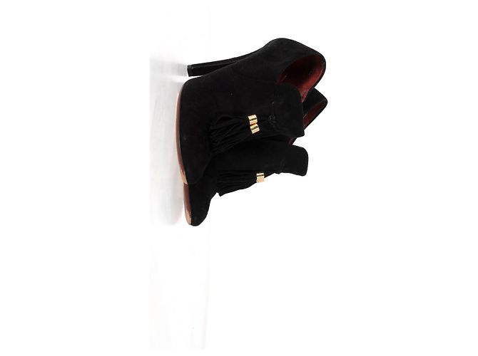 Stivaletti con dettagli a frange Mischa di Gucci in suede nero Rosso Bordò - vista 11