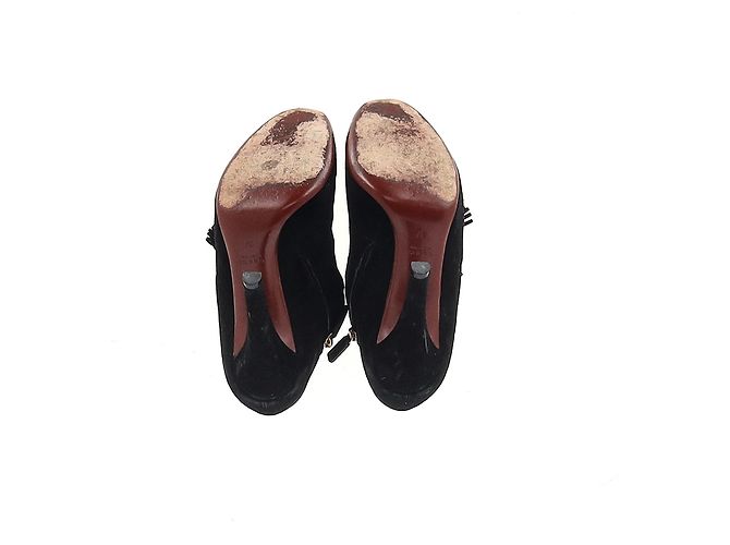 Stivaletti con dettagli a frange Mischa di Gucci in suede nero Rosso Bordò - vista 13