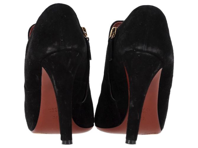 Stivaletti con dettagli a frange Mischa di Gucci in suede nero Rosso Bordò - vista 5
