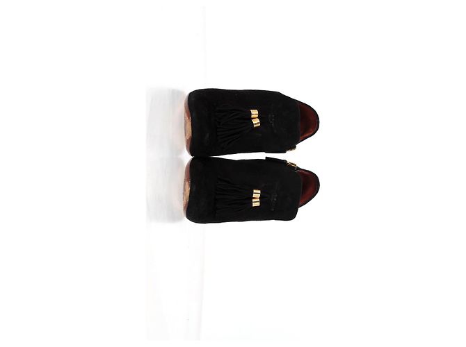 Stivaletti con dettagli a frange Mischa di Gucci in suede nero Rosso Bordò - vista 9