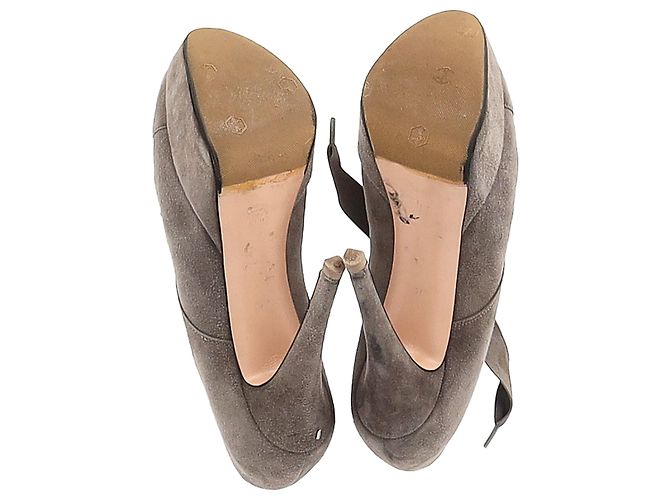 Stivaletti con piattaforma e lacci Gianvito Rossi in suede beige - vista 6