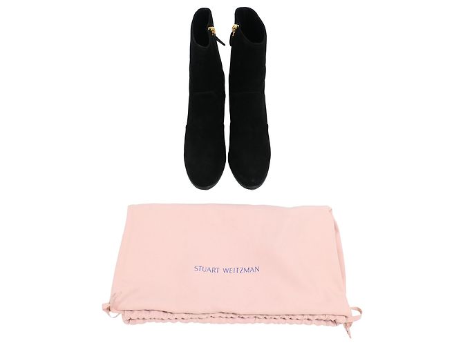 Botines de tacón bloque Quinn de Stuart Weitzman en ante negro - vista 8