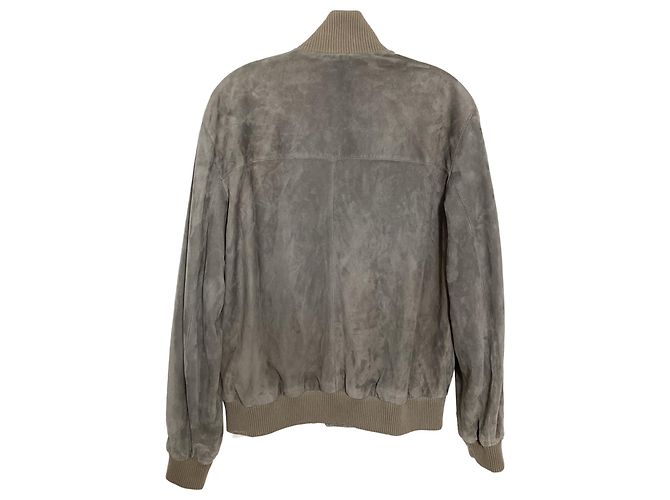 Giacca Bomber Loro Piana in Camoscio Grigio - vista 2