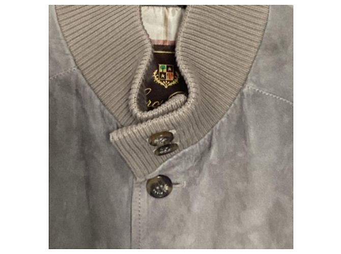 Giacca Bomber Loro Piana in Camoscio Grigio - vista 3