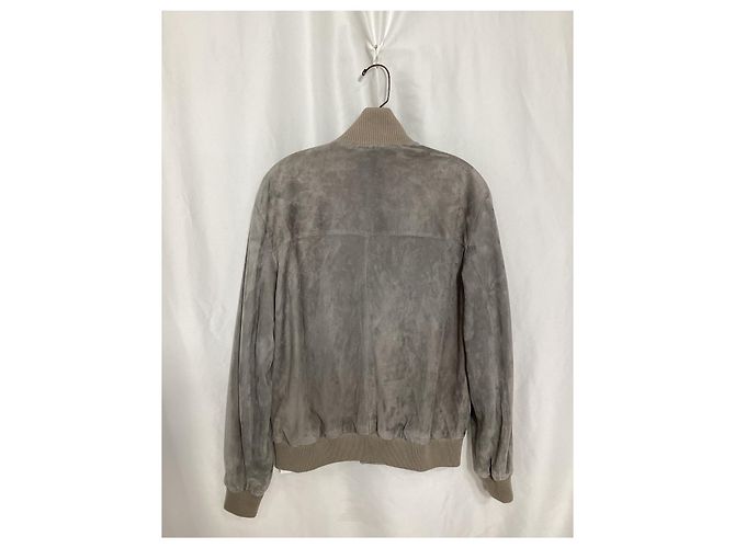 Giacca Bomber Loro Piana in Camoscio Grigio - vista 7