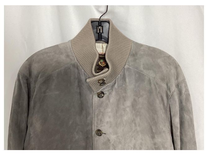 Giacca Bomber Loro Piana in Camoscio Grigio - vista 8