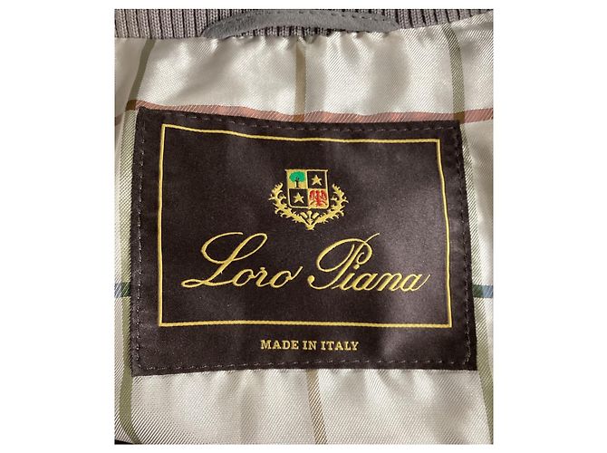 Giacca Bomber Loro Piana in Camoscio Grigio - vista 9