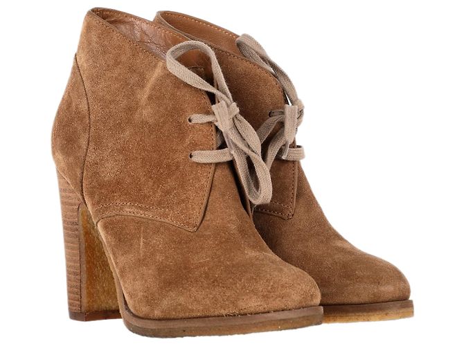 Stivali con tacco lacciati See by Chloé in suede marrone Rosso - vista 4