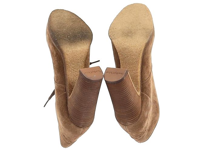 Stivali con tacco lacciati See by Chloé in suede marrone Rosso - vista 6
