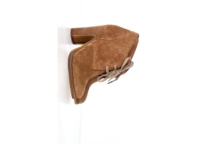 Stivali con tacco lacciati See by Chloé in suede marrone Rosso - vista 7