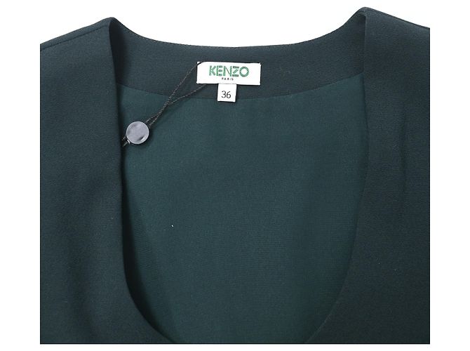 Kenzo Midikleid mit asymmetrischem Saum aus grünem Polyester - Ansicht 10