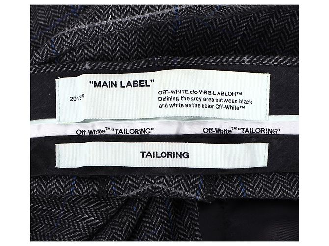 Off White Pantaloni a gamba larga a scacchi Off-White in lana nera Nero - vista 3