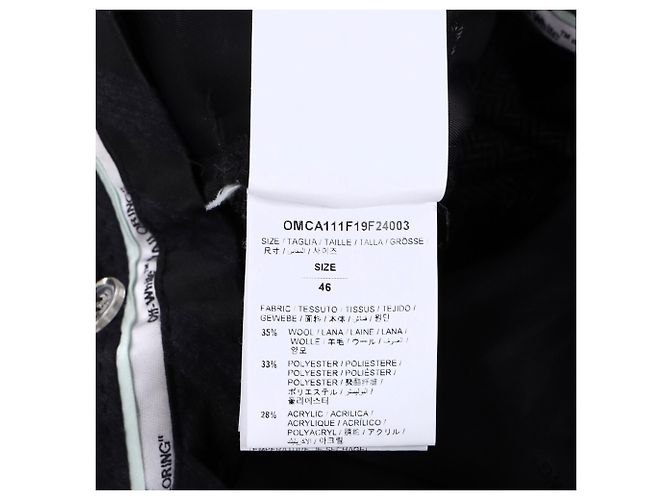 Off White Pantaloni a gamba larga a scacchi Off-White in lana nera Nero - vista 4
