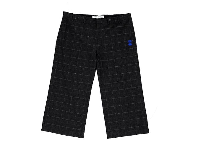 Off White Pantaloni a gamba larga a scacchi Off-White in lana nera Nero - vista 5