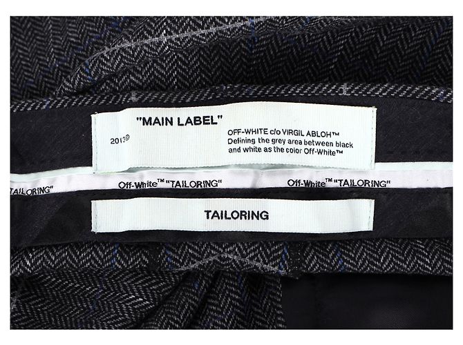 Off White Pantaloni a gamba larga a scacchi Off-White in lana nera Nero - vista 7