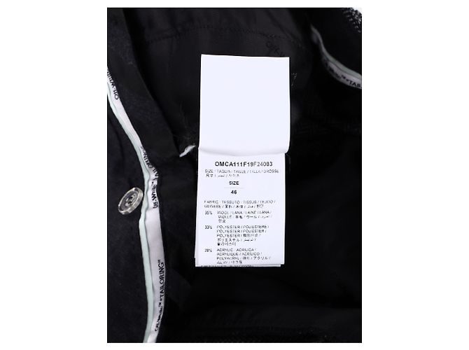 Off White Pantaloni a gamba larga a scacchi Off-White in lana nera Nero - vista 8
