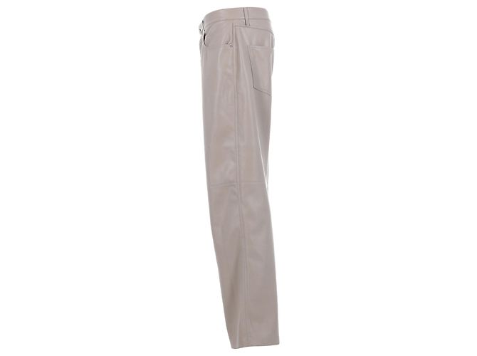 Nanushka Nanuska Semi-Flared Leg Pants in Beige Polyester - view 2