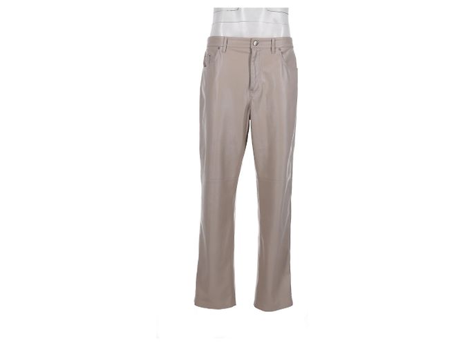 Nanushka Nanuska Semi-Flared Leg Pants in Beige Polyester - view 5