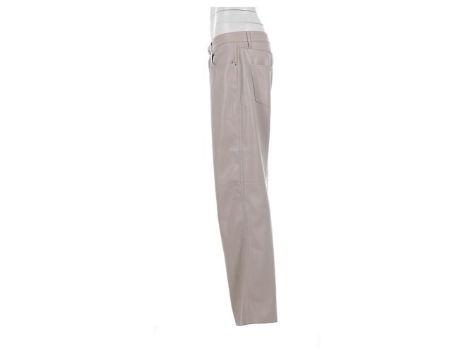 Nanushka Nanuska Semi-Flared Leg Pants in Beige Polyester - view 6