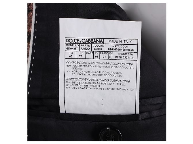 Dolce & Gabbana Patterned Martini Suit Jacket in Black and Pink Polyester - vista 11