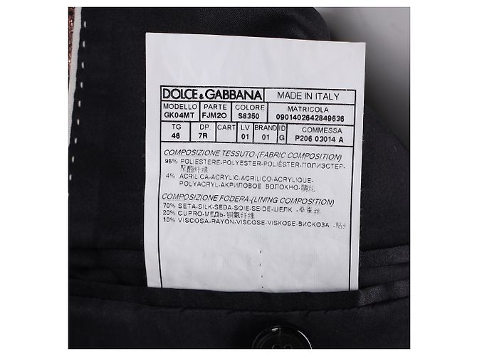 Dolce & Gabbana Patterned Martini Suit Jacket in Black and Pink Polyester - vista 5