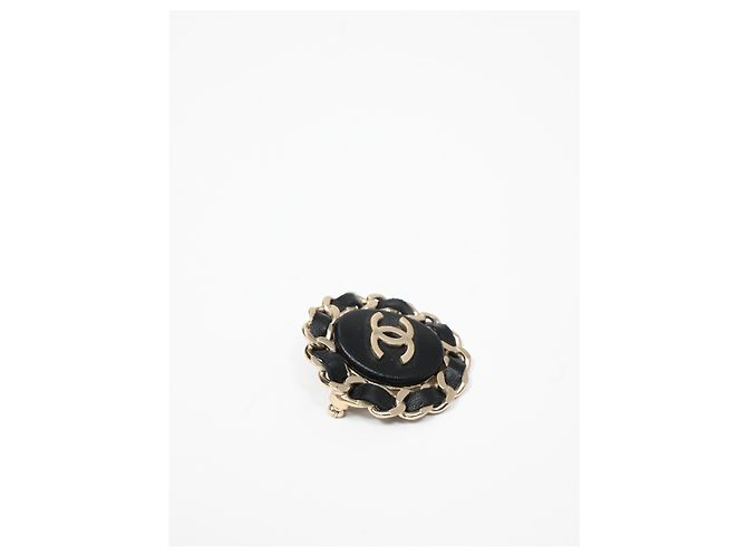 Timeless Chanel Chain CC Brosche aus schwarzem Lammleder - Ansicht 10