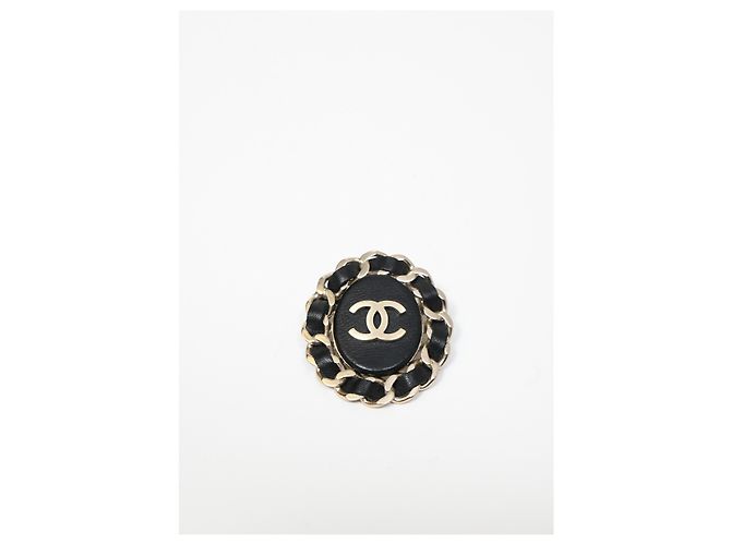 Timeless Chanel Chain CC Brosche aus schwarzem Lammleder - Ansicht 7