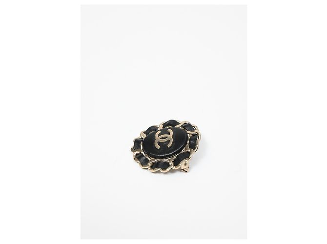 Timeless Chanel Chain CC Brosche aus schwarzem Lammleder - Ansicht 8