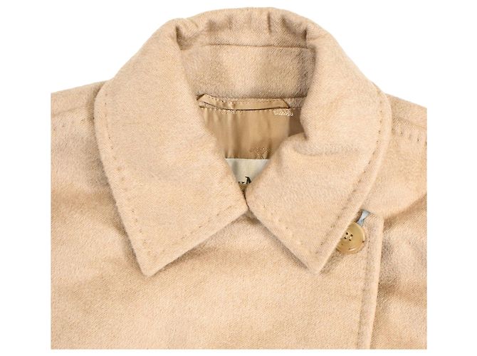 Abrigo largo con cinturón Max Mara en lana beige - vista 4