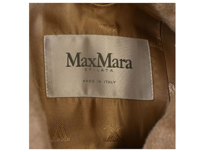 Abrigo largo con cinturón Max Mara en lana beige - vista 5