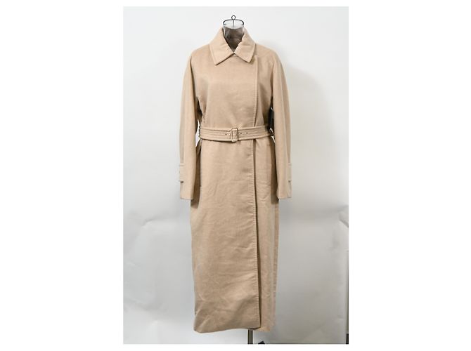 Abrigo largo con cinturón Max Mara en lana beige - vista 6