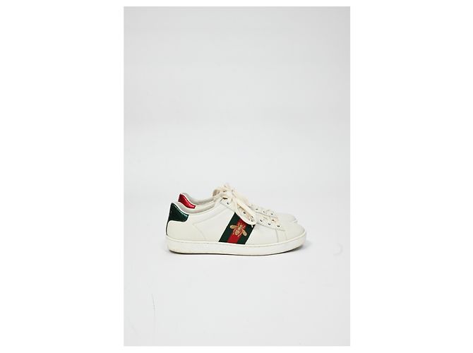 Tênis Gucci Ace com abelha em couro branco Cru - vista 10