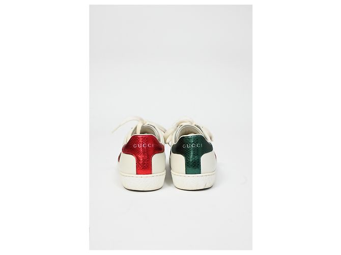 Tênis Gucci Ace com abelha em couro branco Cru - vista 12