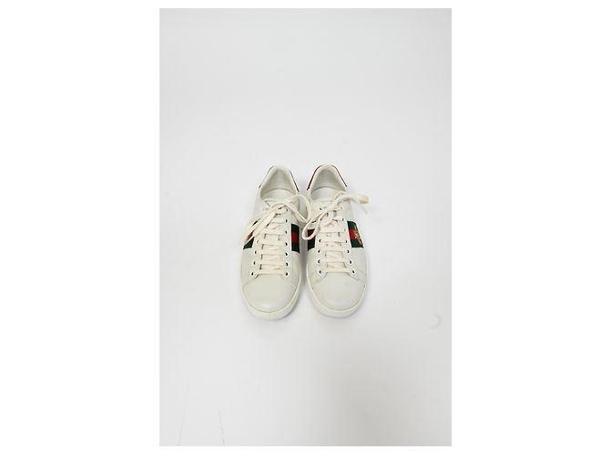 Tênis Gucci Ace com abelha em couro branco Cru - vista 14