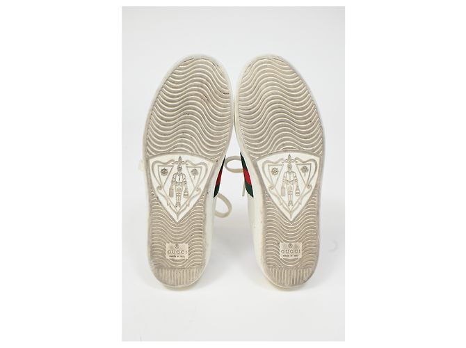 Tênis Gucci Ace com abelha em couro branco Cru - vista 15