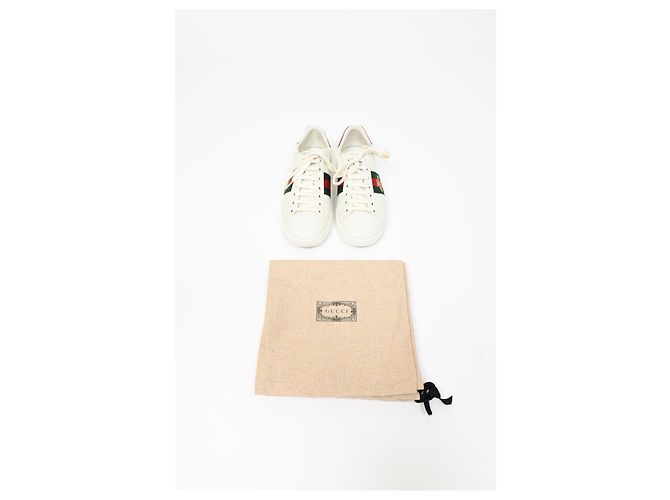 Tênis Gucci Ace com abelha em couro branco Cru - vista 18
