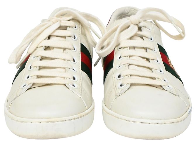 Tênis Gucci Ace com abelha em couro branco Cru - vista 2