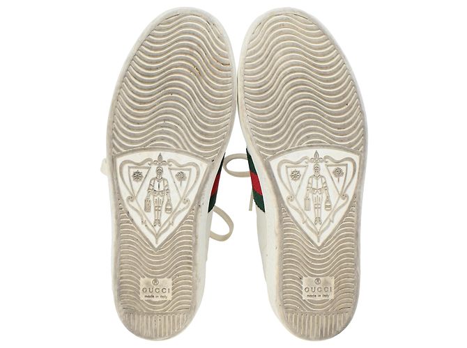 Tênis Gucci Ace com abelha em couro branco Cru - vista 6