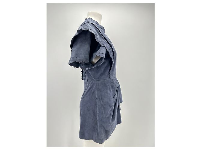ISABEL MARANT Kleider T.FR 40 Leder Marineblau - Ansicht 3